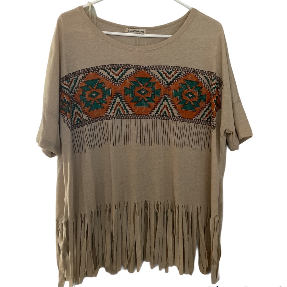 NWT Chance or Fate fringe Aztec cowboy shirt